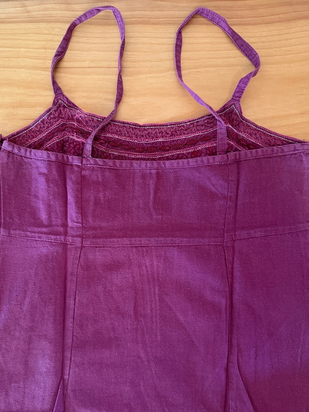 Embroidered 100% Cotton, Spaghetti-strap Mini Dress, Purple, Size 38 S-M - Picture 5 of 8
